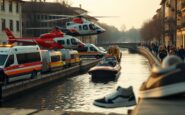 Giovane cade nel Naviglio a Corsico: elisoccorso e soccorsi in azione