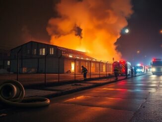 Incendio nell'area ex Mamoli a Lacchiarella: esplosione e intervento dei vigili del fuoco
