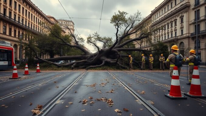 Vento forte a Milano: caduta di alberi, interventi dei vigili del fuoco e ripercussioni sui tram
